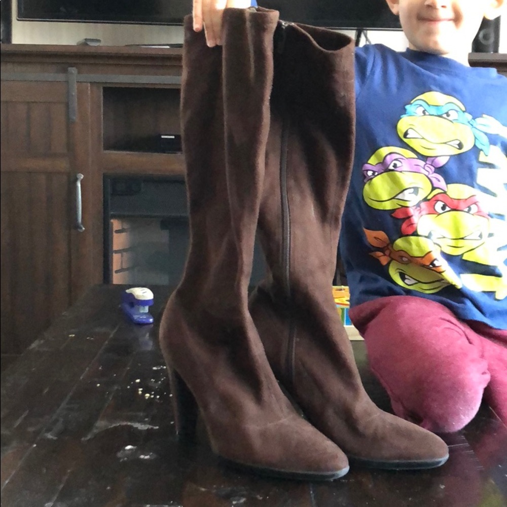 Brown suede boots